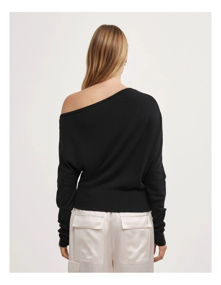 Fine Asymmetric Knit in Black image 5