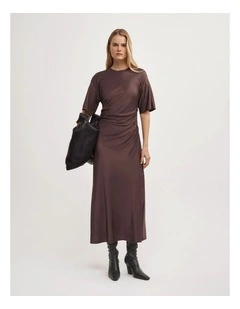 Tuck Waist Dress in Espresso