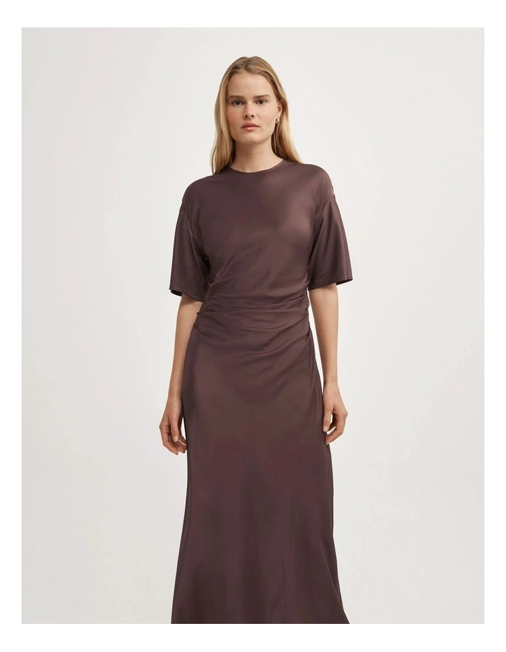 Tuck Waist Dress in Espresso image 2