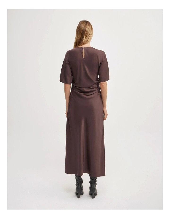 Tuck Waist Dress in Espresso image 4