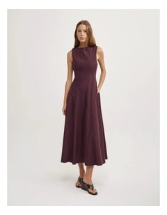 Panelled Midi Dress in Plum