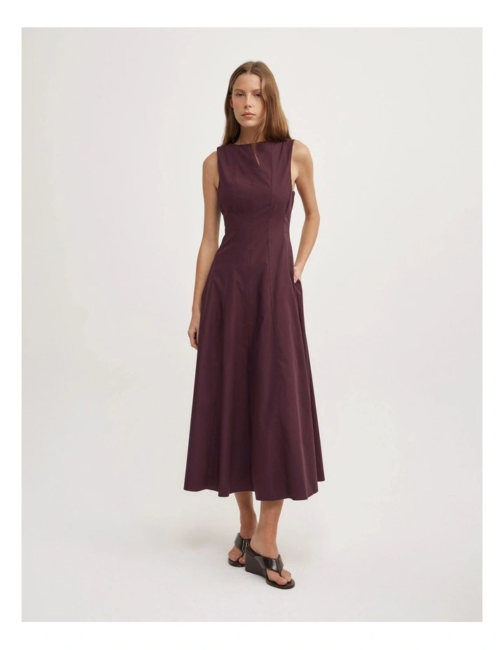 Panelled Midi Dress in Plum image 1