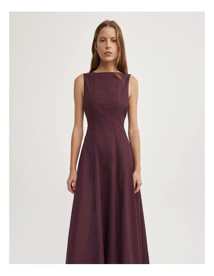 Panelled Midi Dress in Plum image 2