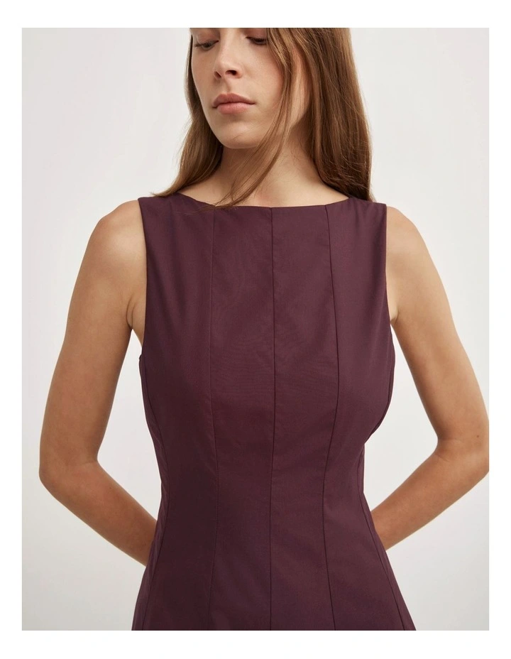 Panelled Midi Dress in Plum image 3
