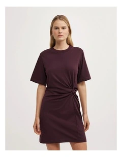Twist Detail Mini Dress in Plum