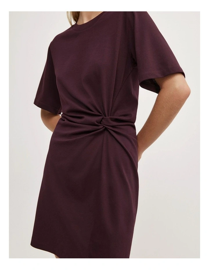Twist Detail Mini Dress in Plum image 3