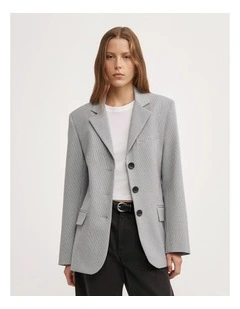 Houndstooth Blazer in Grey Houndstooth