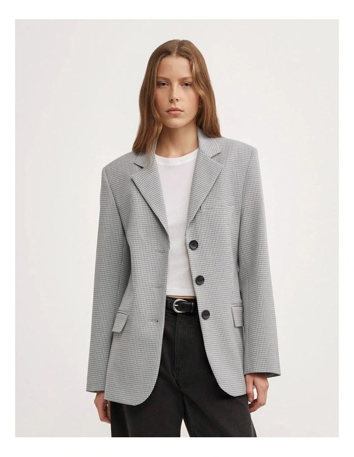 Houndstooth Blazer in Grey Houndstooth image 1