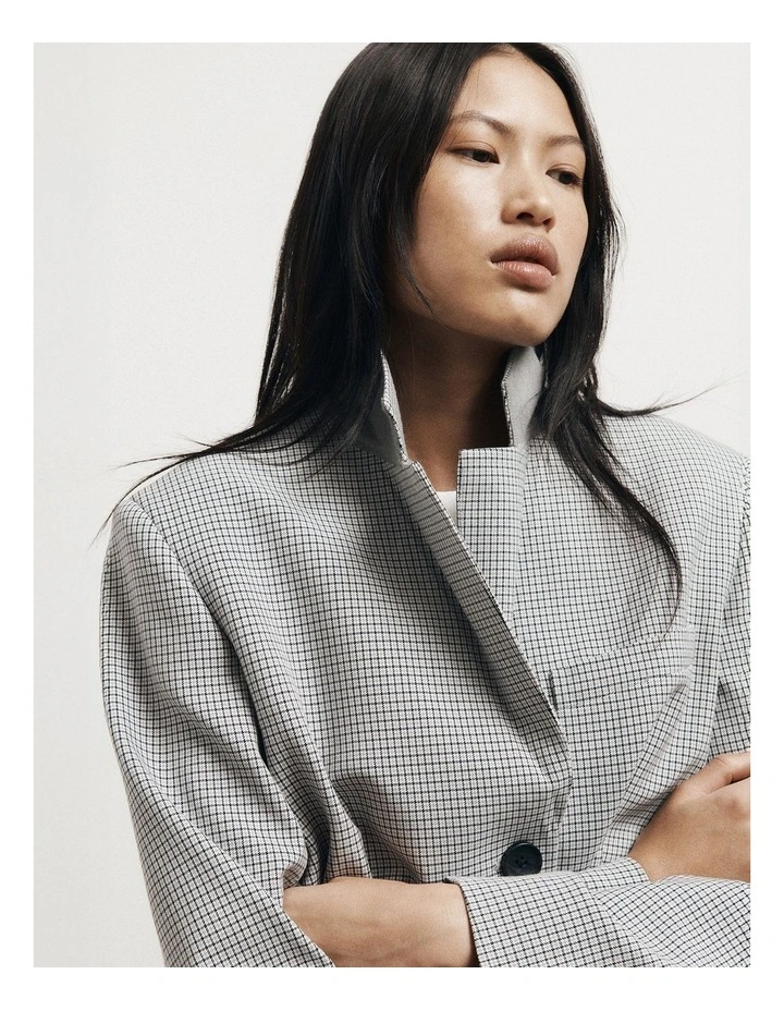 Houndstooth Blazer in Grey Houndstooth image 3