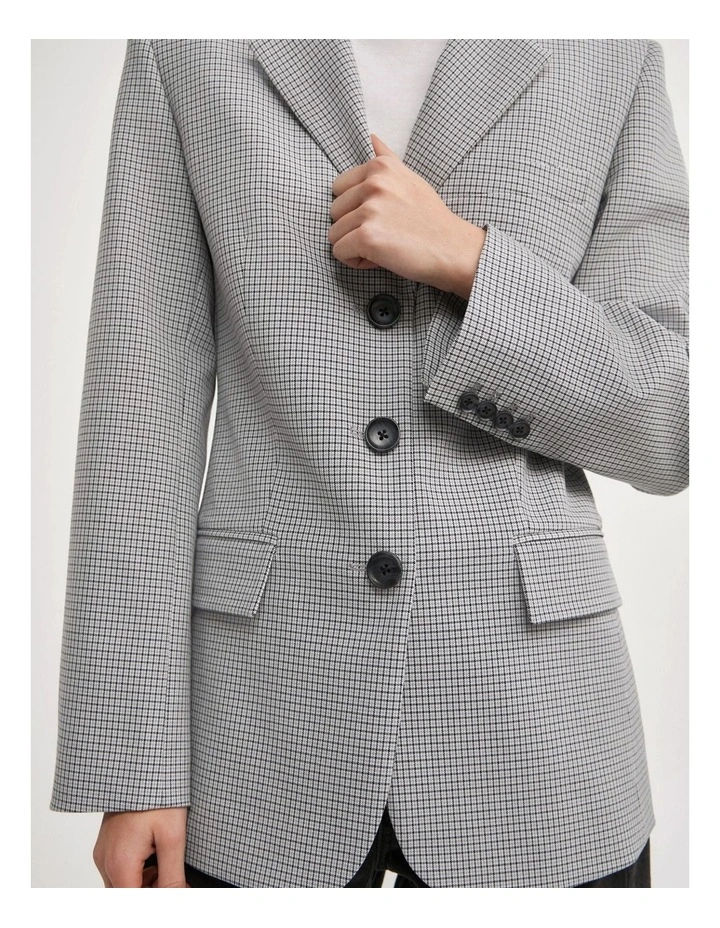 Houndstooth Blazer in Grey Houndstooth image 4