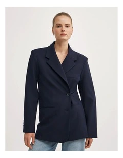 Wrap Front Blazer in Navy