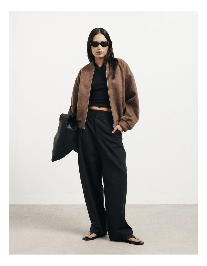 Felted Zip Bomber Jacket in Mousse image 2