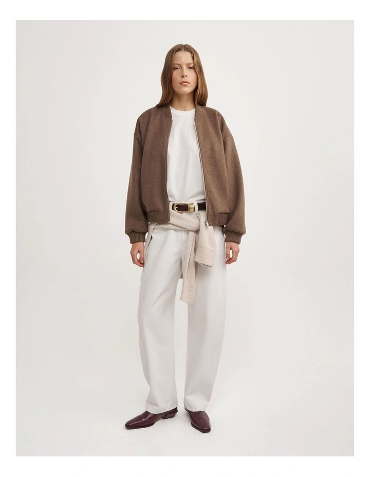 Felted Zip Bomber Jacket in Mousse image 4