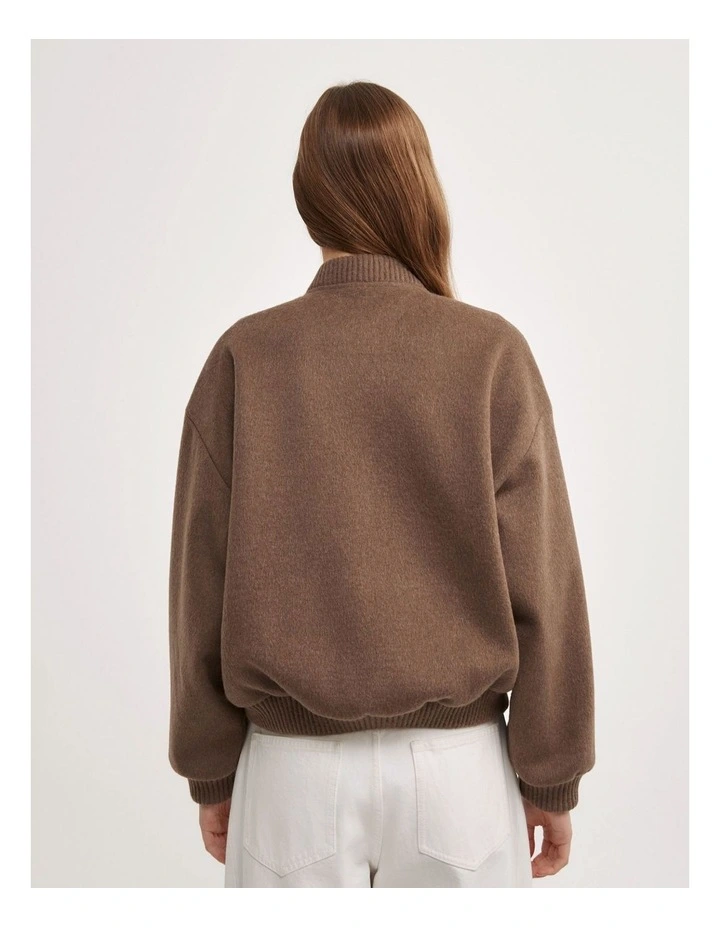 Felted Zip Bomber Jacket in Mousse image 6