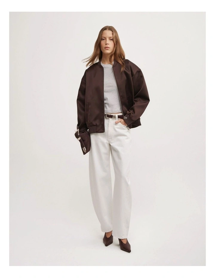 Satin Bomber Jacket in Espresso image 2