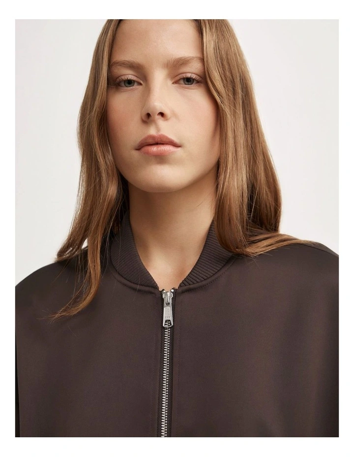 Satin Bomber Jacket in Espresso image 3