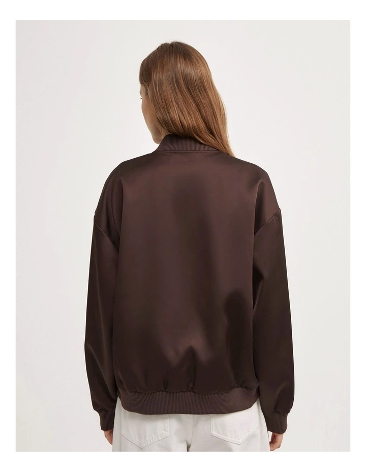 Satin Bomber Jacket in Espresso image 6