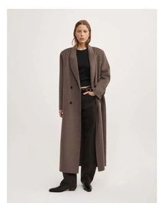 Shoulder Pad Coat in Chocolate Marle
