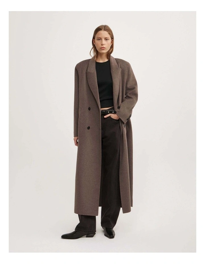 Shoulder Pad Coat in Chocolate Marle image 1
