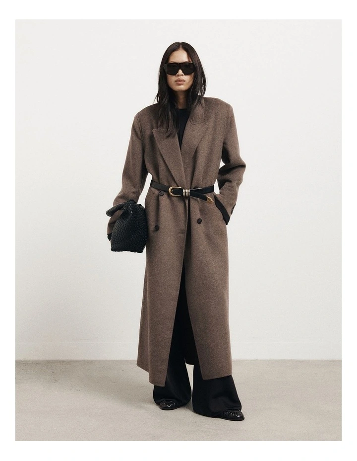 Shoulder Pad Coat in Chocolate Marle image 2