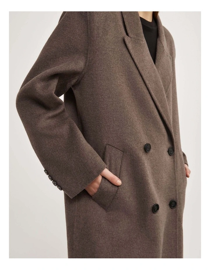 Shoulder Pad Coat in Chocolate Marle image 3