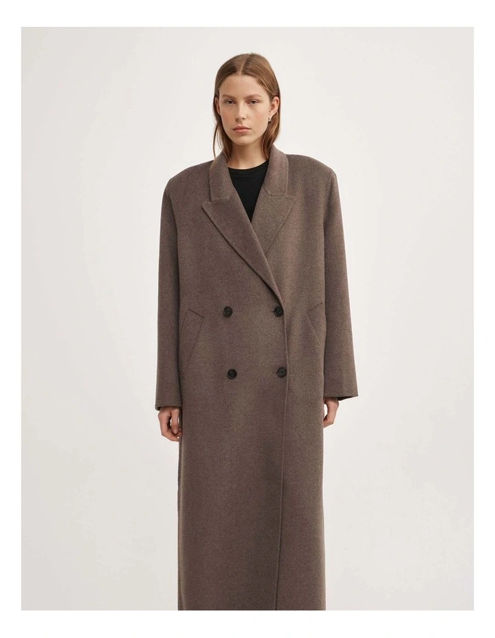 Shoulder Pad Coat in Chocolate Marle image 4