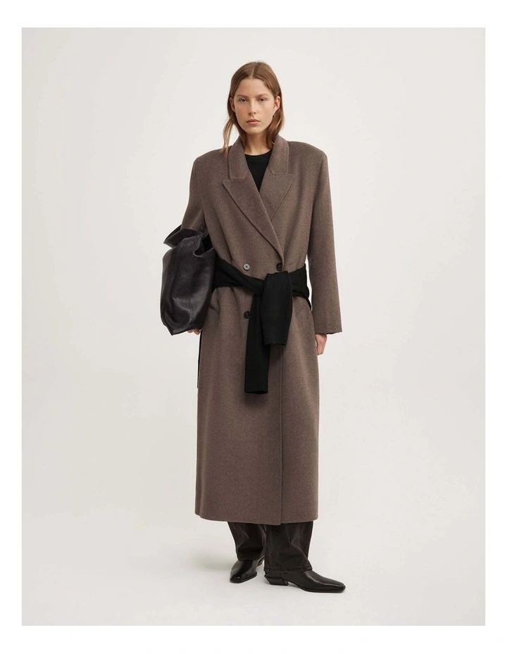 Shoulder Pad Coat in Chocolate Marle image 5