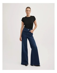 Palazzo Denim Jeans in Dark Ink