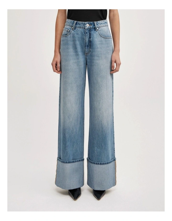 Cuff Detail Jeans in Vintage Sky Wash image 2