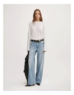 Mid Rise Wide Leg Jean in Soft Blue