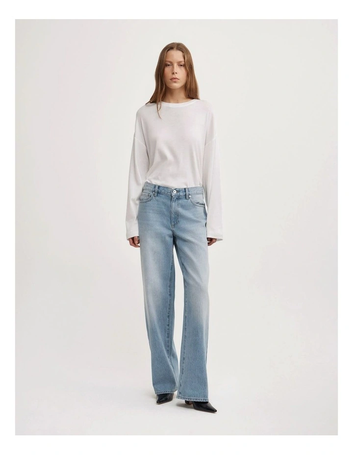 Mid Rise Wide Leg Jean in Soft Blue image 3