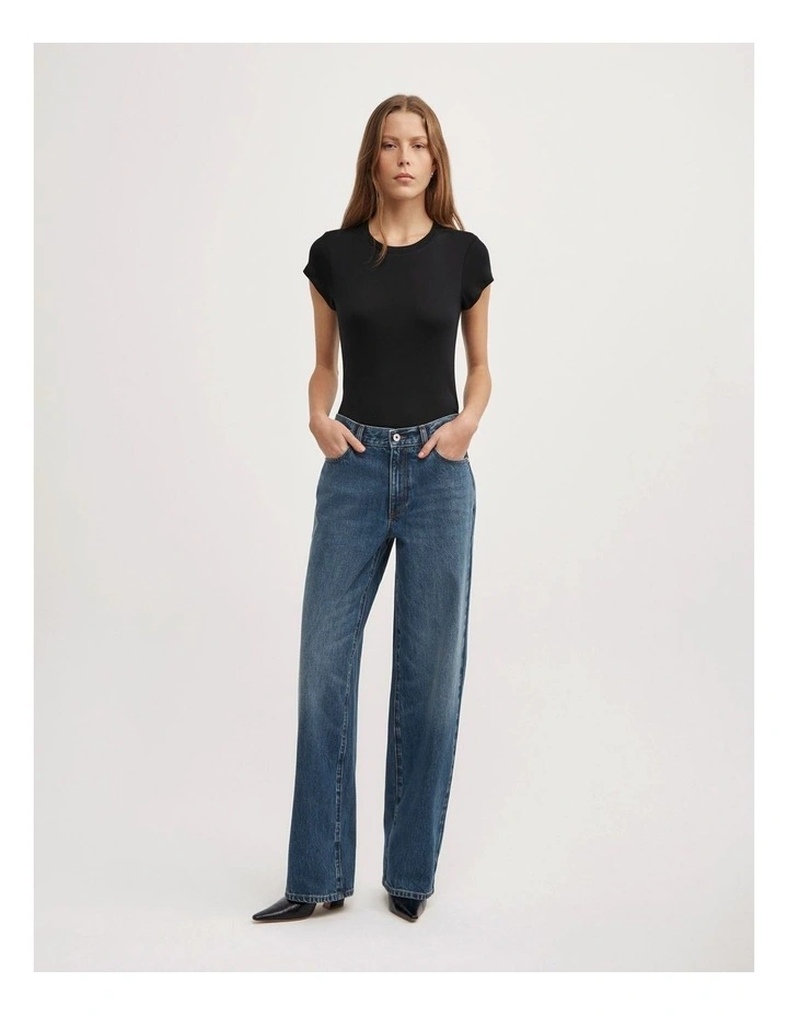 Mid Rise Wide Leg Jean in Tinted Wash Denim image 3
