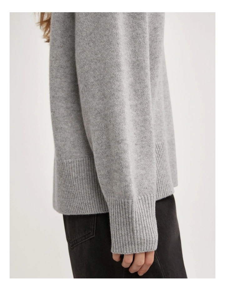 Relaxed Scoop Knit in Light Grey Marle image 4