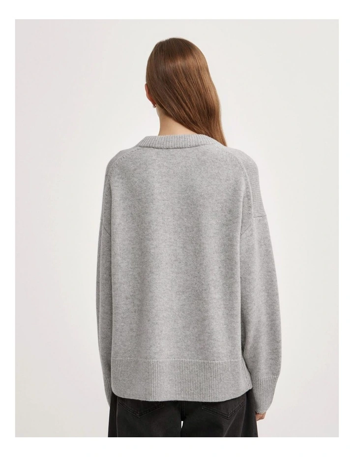 Relaxed Scoop Knit in Light Grey Marle image 5