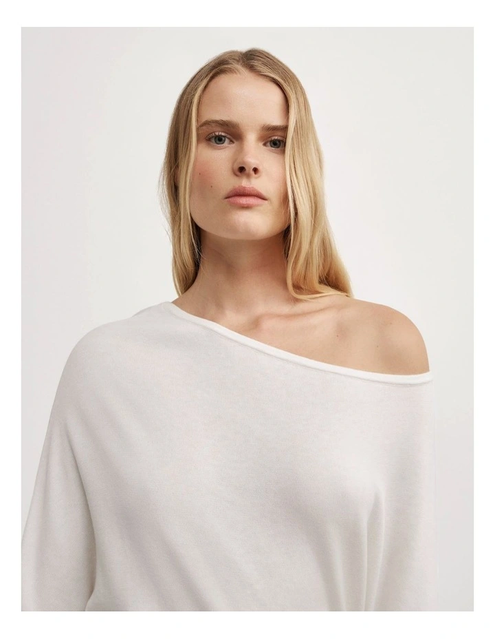 Fine Asymmetric Knit in Chalk image 3