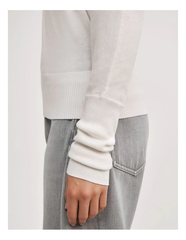 Fine Asymmetric Knit in Chalk image 4