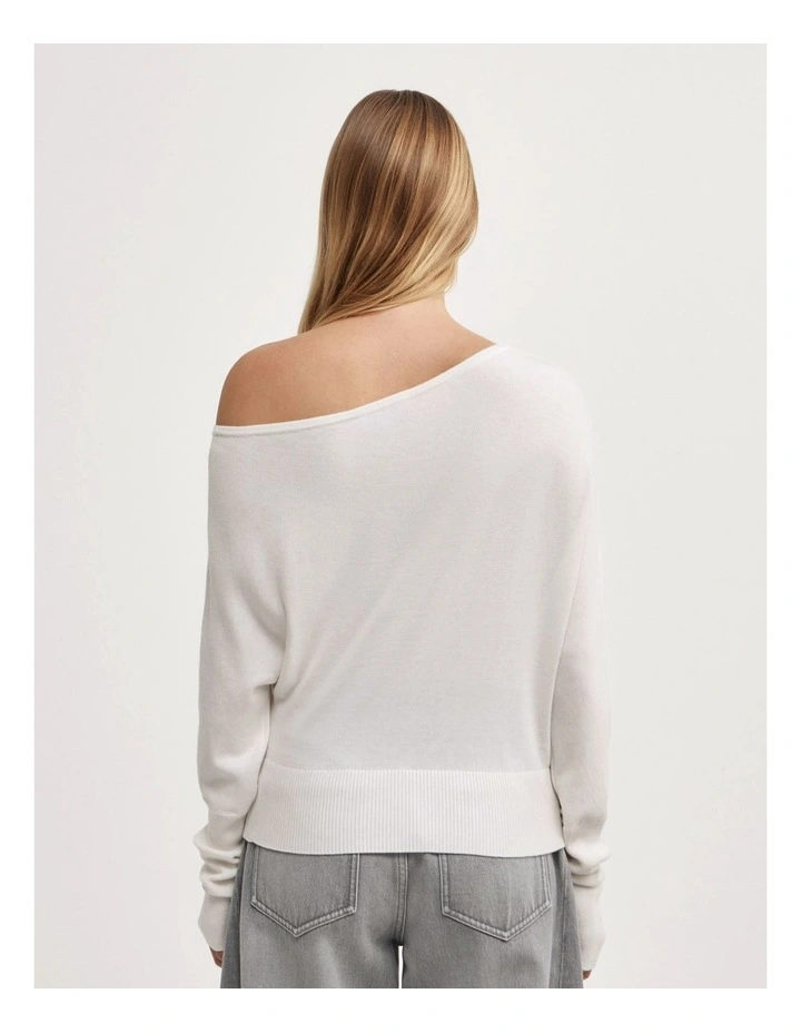Fine Asymmetric Knit in Chalk image 5