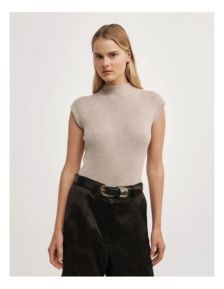 High Neck Knit T-shirt in Sienna Marle image 1