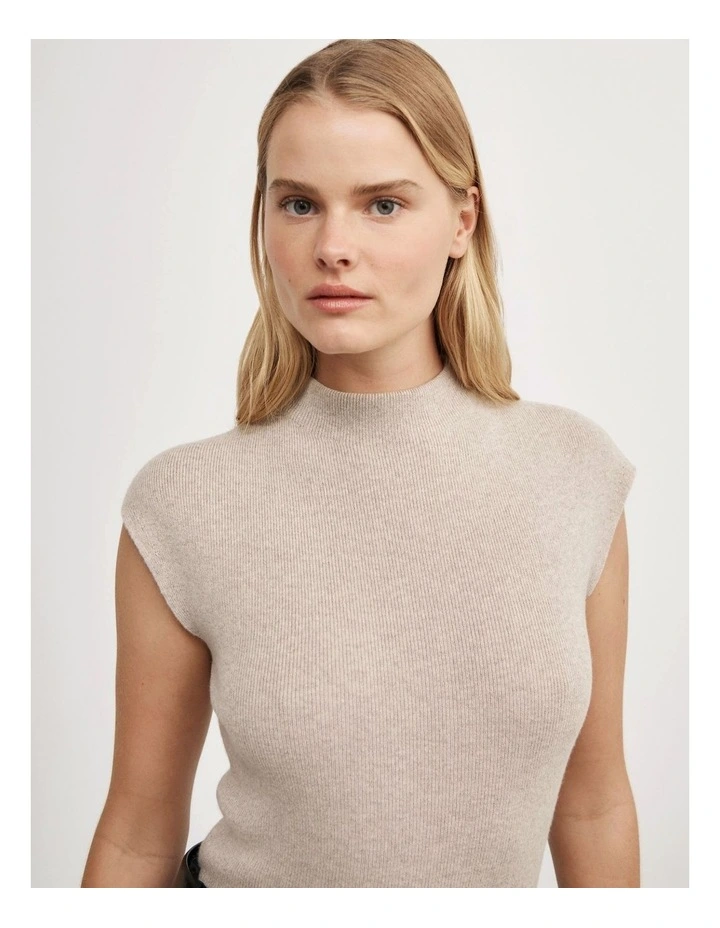 High Neck Knit T-shirt in Sienna Marle image 3