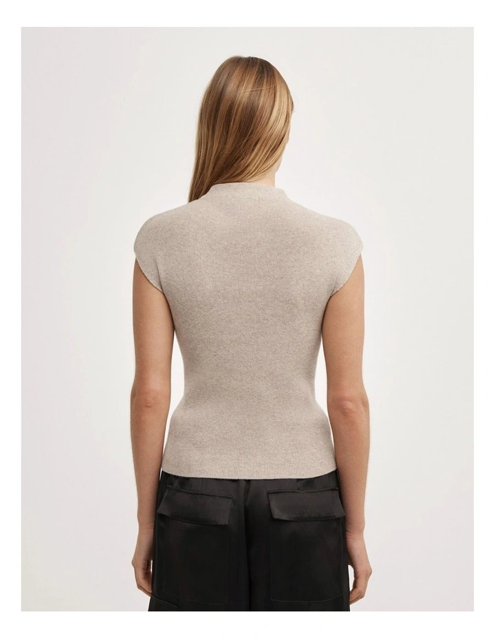 High Neck Knit T-shirt in Sienna Marle image 5
