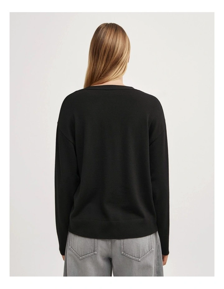 Asymmetric Wrap Knit Cardi in Black image 6