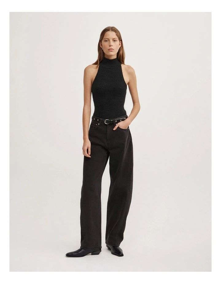 Fluffy High Neck Tank in Black image 2