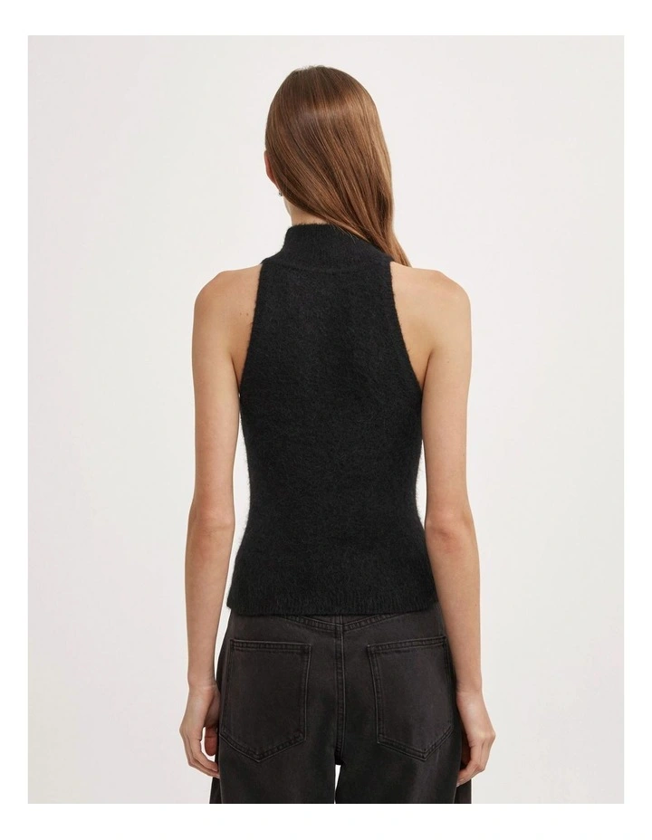 Fluffy High Neck Tank in Black image 5