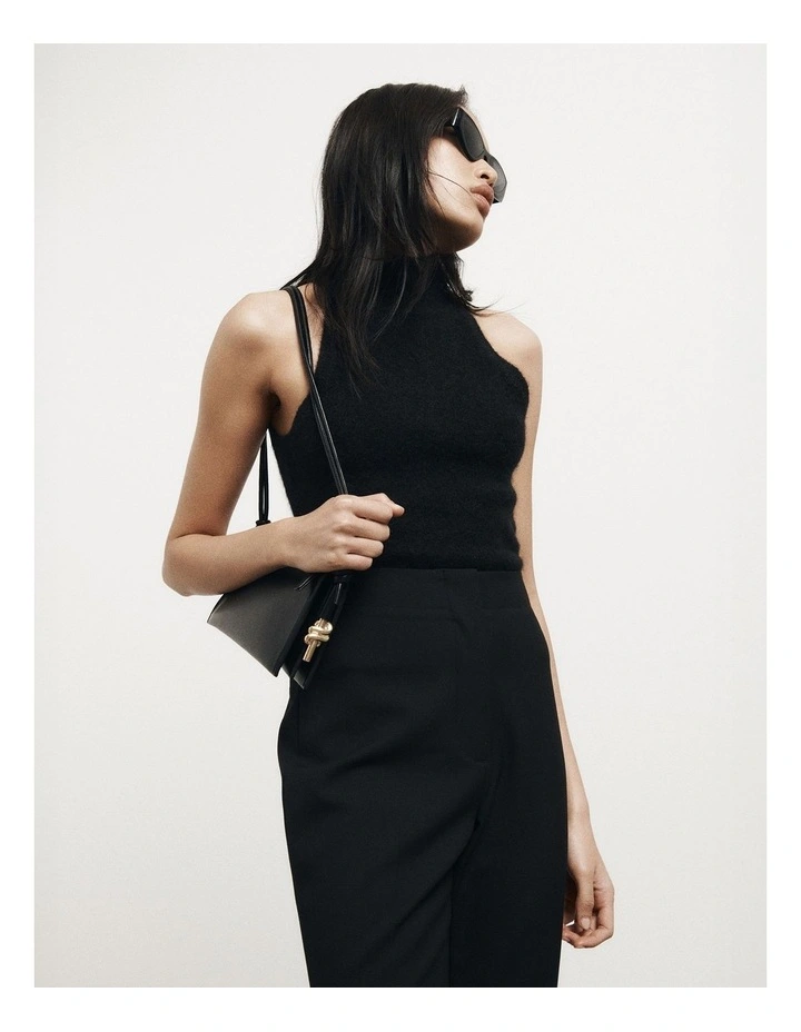 Fluffy High Neck Tank in Black image 6