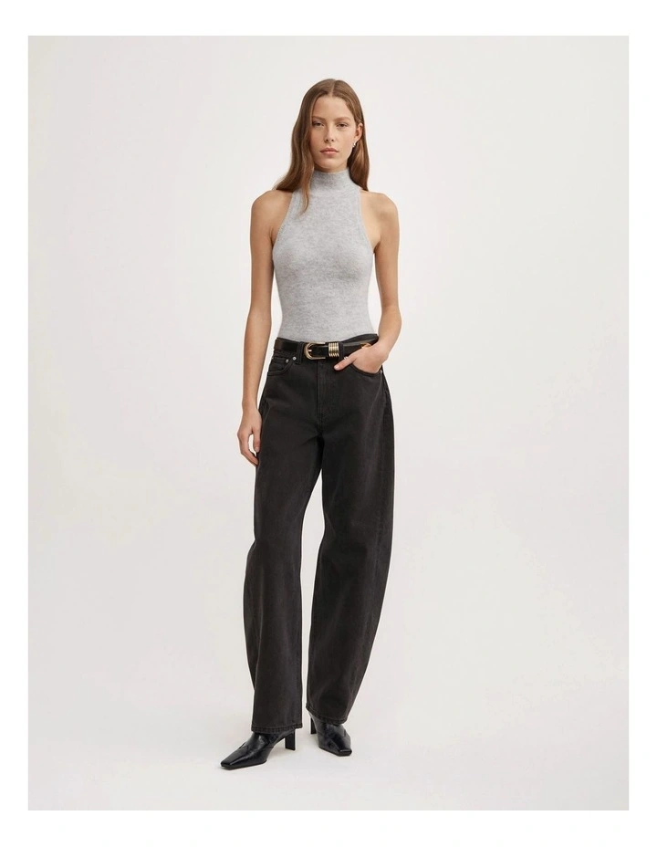 Fluffy High Neck Tank in Light Grey Marle image 2