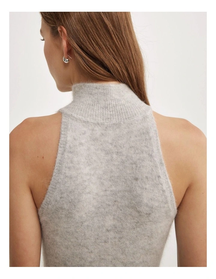 Fluffy High Neck Tank in Light Grey Marle image 4