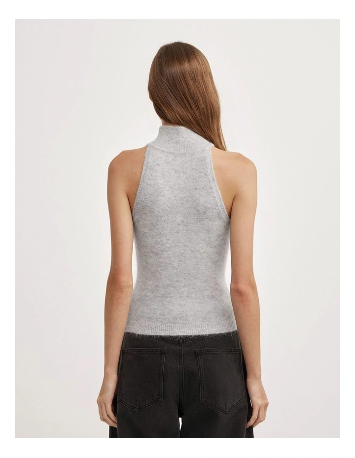 Fluffy High Neck Tank in Light Grey Marle image 5