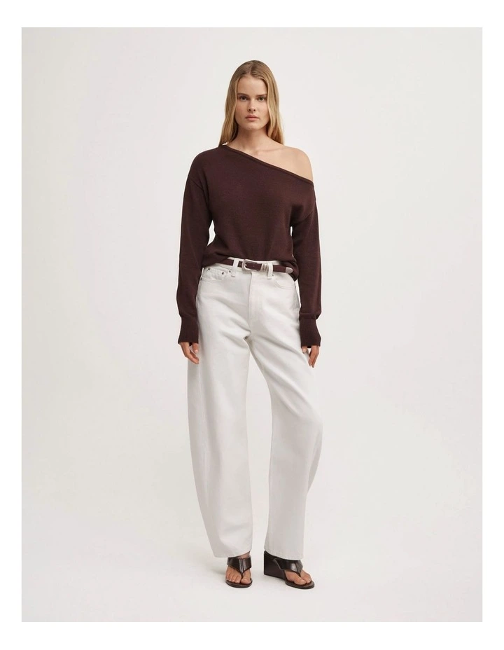 Asymmetric Long-sleeve Knit in Espresso image 2