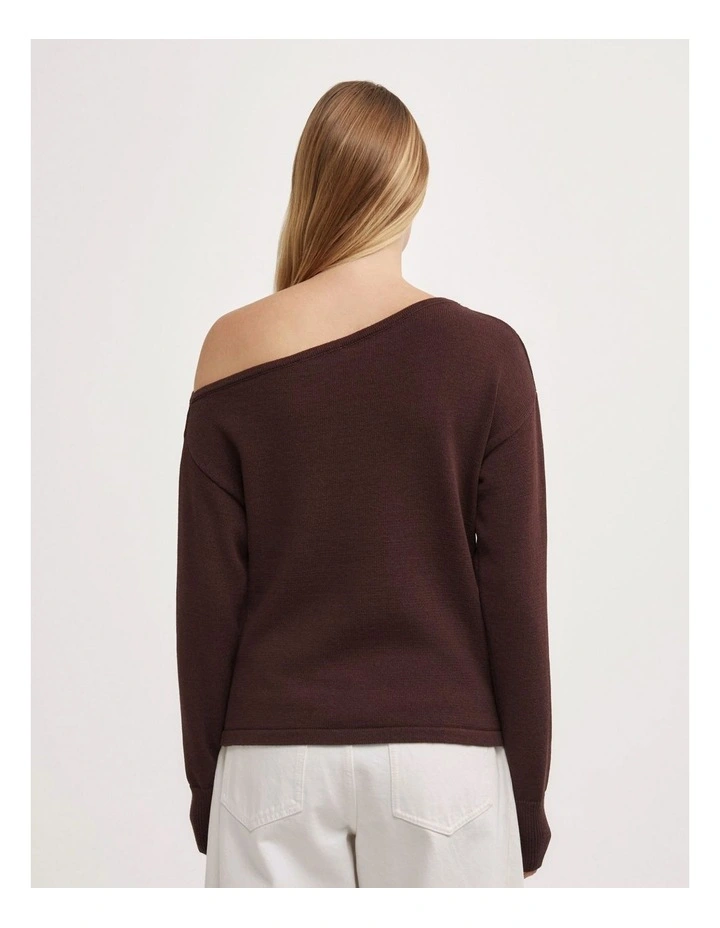 Asymmetric Long-sleeve Knit in Espresso image 5
