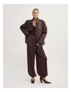Satin Balloon Pant in Espresso